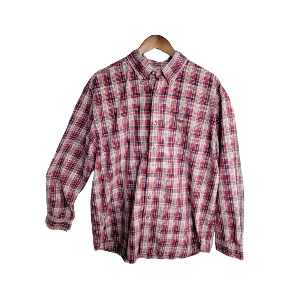 Carhartt‎ Men's Large Original Fit Red Tan Plaid Button-up Shirt
